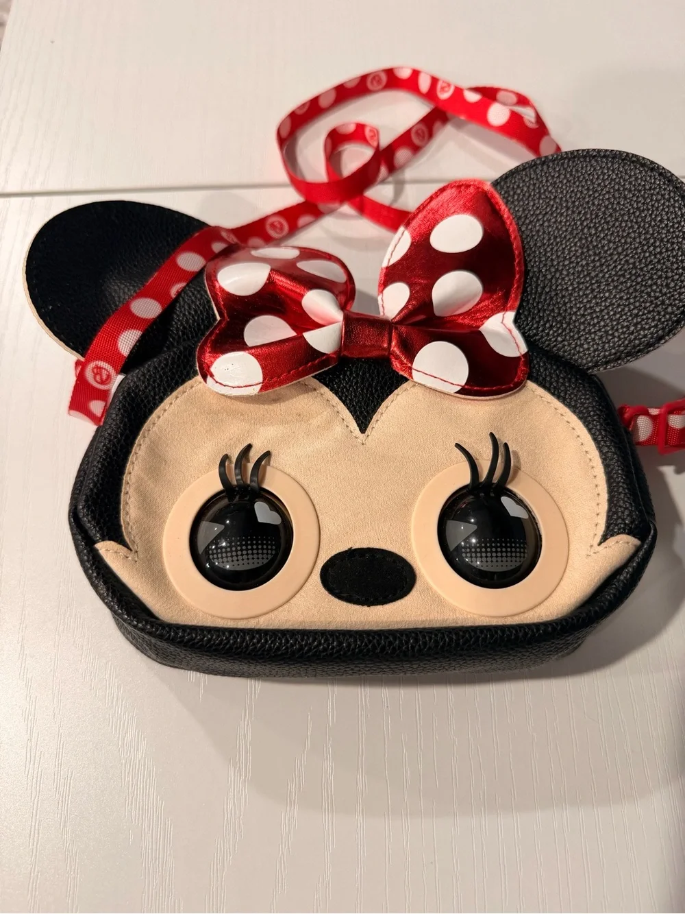 Kids Red Polka Dot Bow Character Crossbody Bag